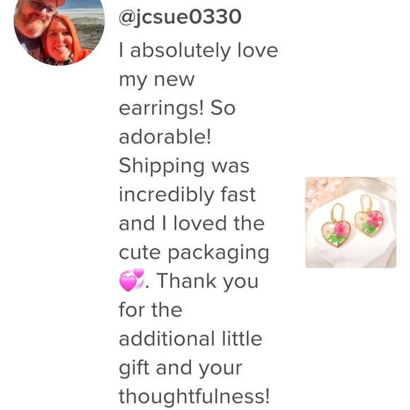 Floral Heart Earrings Dried Flower Pendant Earrings - Picture 4 of 12